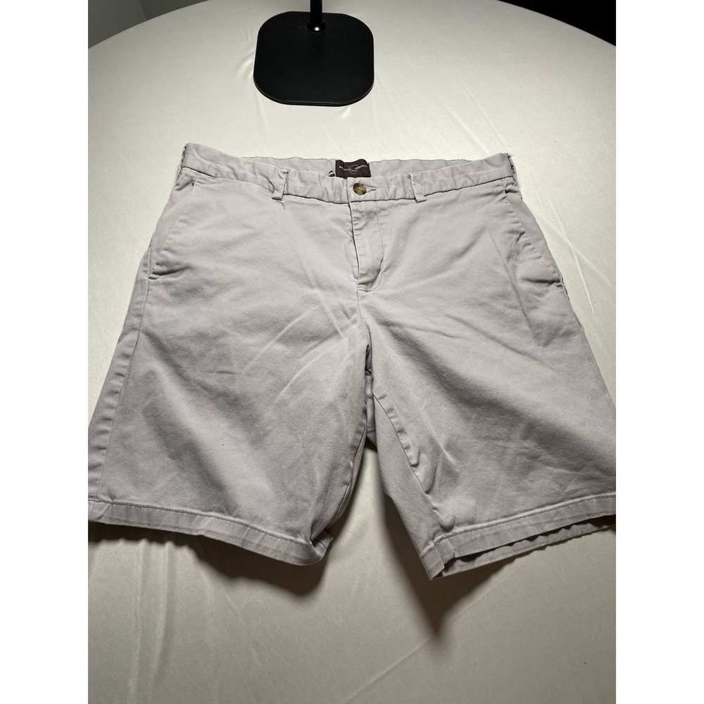 Black Brown 1826 Mens 34 Shorts Gray Chino Cotton Stretch Flat Front